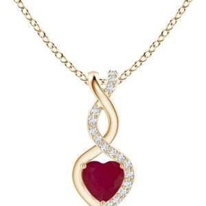 Natural Ruby Infinity Heart Pendant with Diamonds