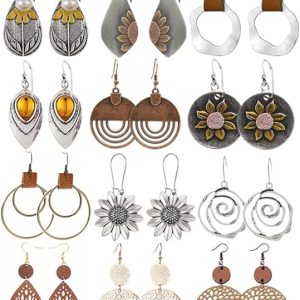 61f5wOufHML._AC_SY695_ 12 pairs of bohemian vintage geometric round earrings
