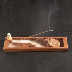 Solid African Mahogany Reverse Flow Incense Burner - Hand-Carved Mountain River Design